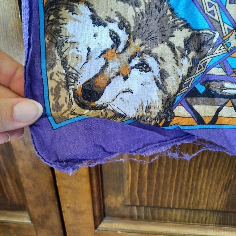 Vintage Paris Accessories Made in USA purple aztec wolf moose eagle hand…